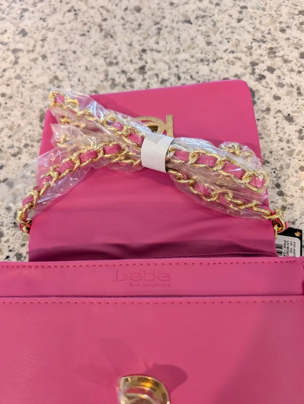 Bebe Liv Pink and Dark Pink Monogram Crossbody Bag